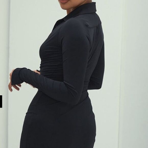 Sexy MistressRocks MARQUIS Black Long Sleeve Mini Dress - Picture 3 of 12